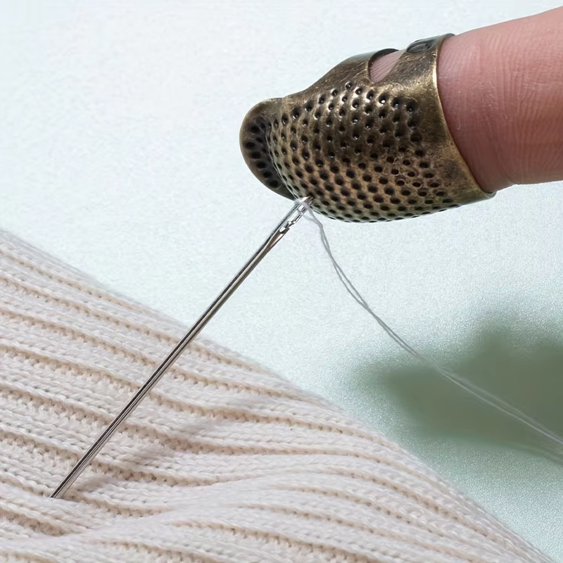 Sewing Thimble Metal - Ditalo da cucito vintage regolabile, realizzato