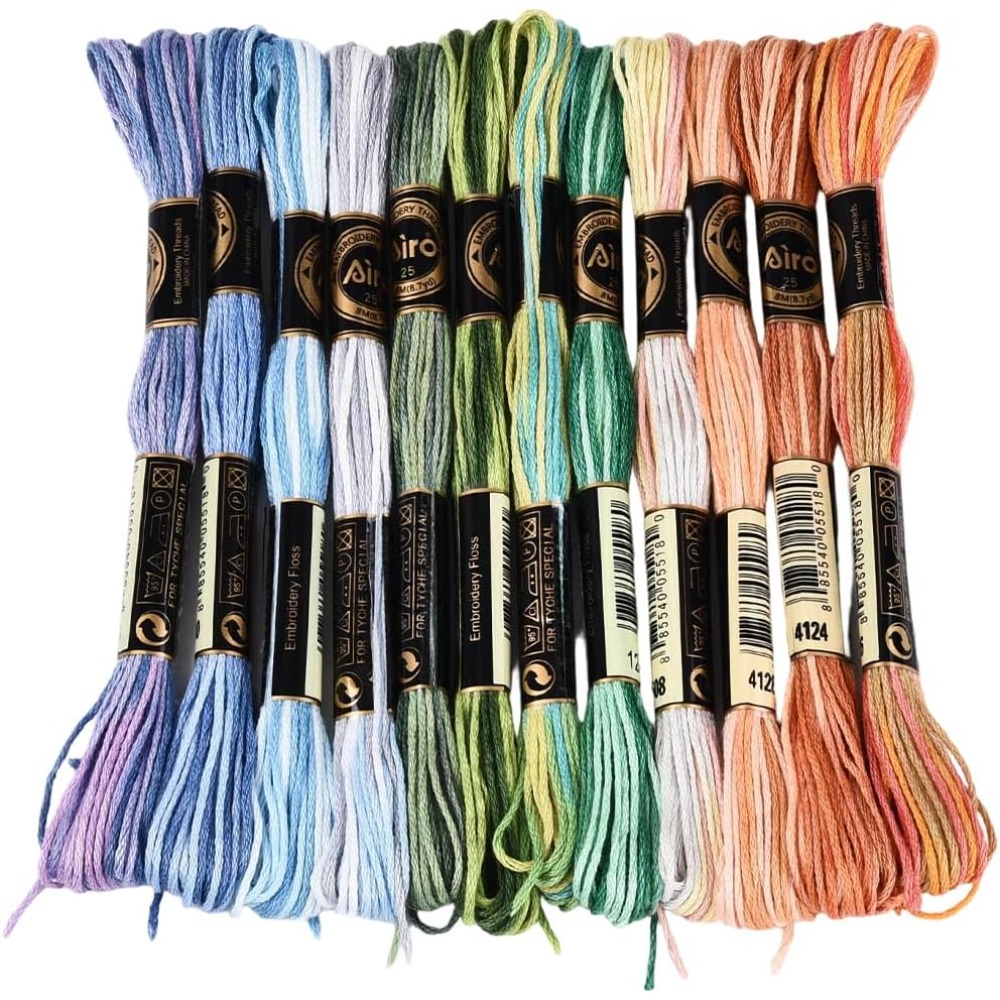 Embroidery Floss Thread - 12 Gomitoli 105 Iarde Filo da